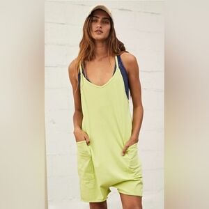 FP Movement by Free People Hotshot Neon Highlighter Yellow Shorts Romper Small